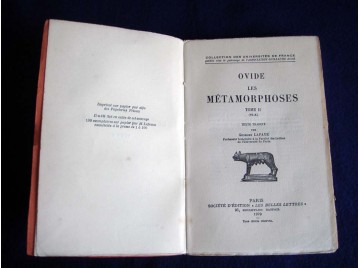 Métamorphoses, tome II (livres  VI-X) - OVIDE -  Georges Lafaye - Collection Guillaume Budé - Éditions les Belles lettres 