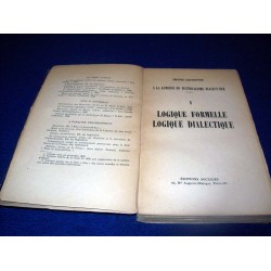 A la lumière du matérialisme dialectique. 1. Logique formelle, logique dialectique - HLEFEBVRE -éditions Sociales - 1947