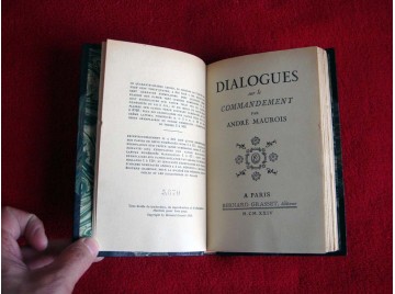 Dialogues sur le commandement -  André Maurois - Les cahiers Verts - Grasset - 1924